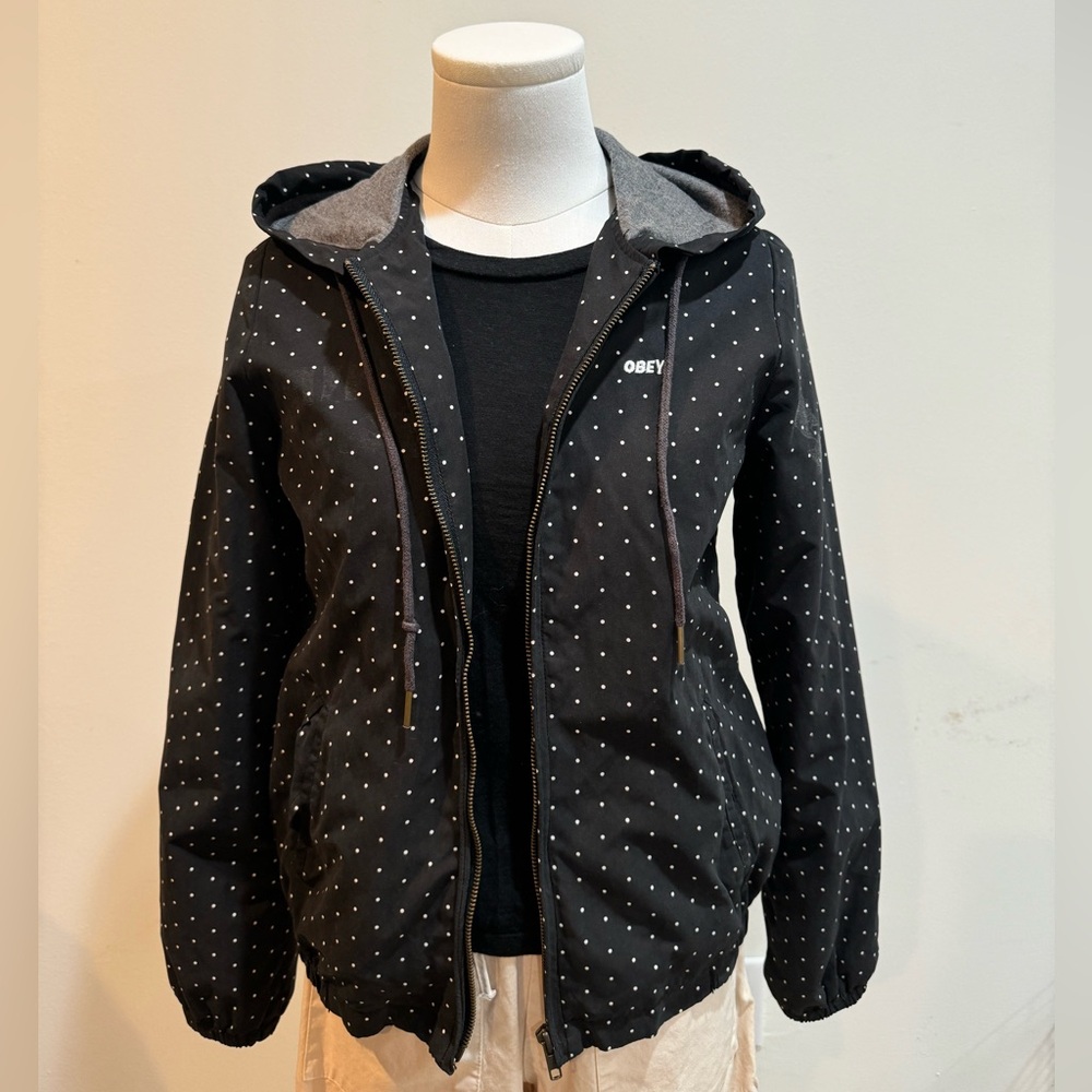 Obey Black and White Polka Dot Utility Jacket